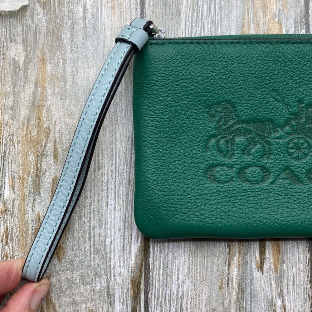 COACH Corner Zip Wristlet With Horse And Carriage Leather Wallet Purse Bag - Picture 5 of 5